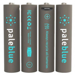 Pale Blue Li-Ion rechargeable AAA -batteries, 4 kpl + charging cable